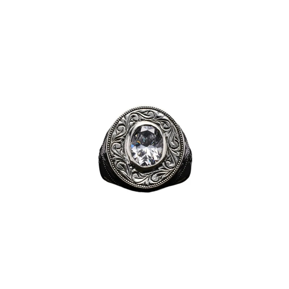 ANTIDOTE BUYERS CLUB / Engraved Oval Stone Ring (RX-724)