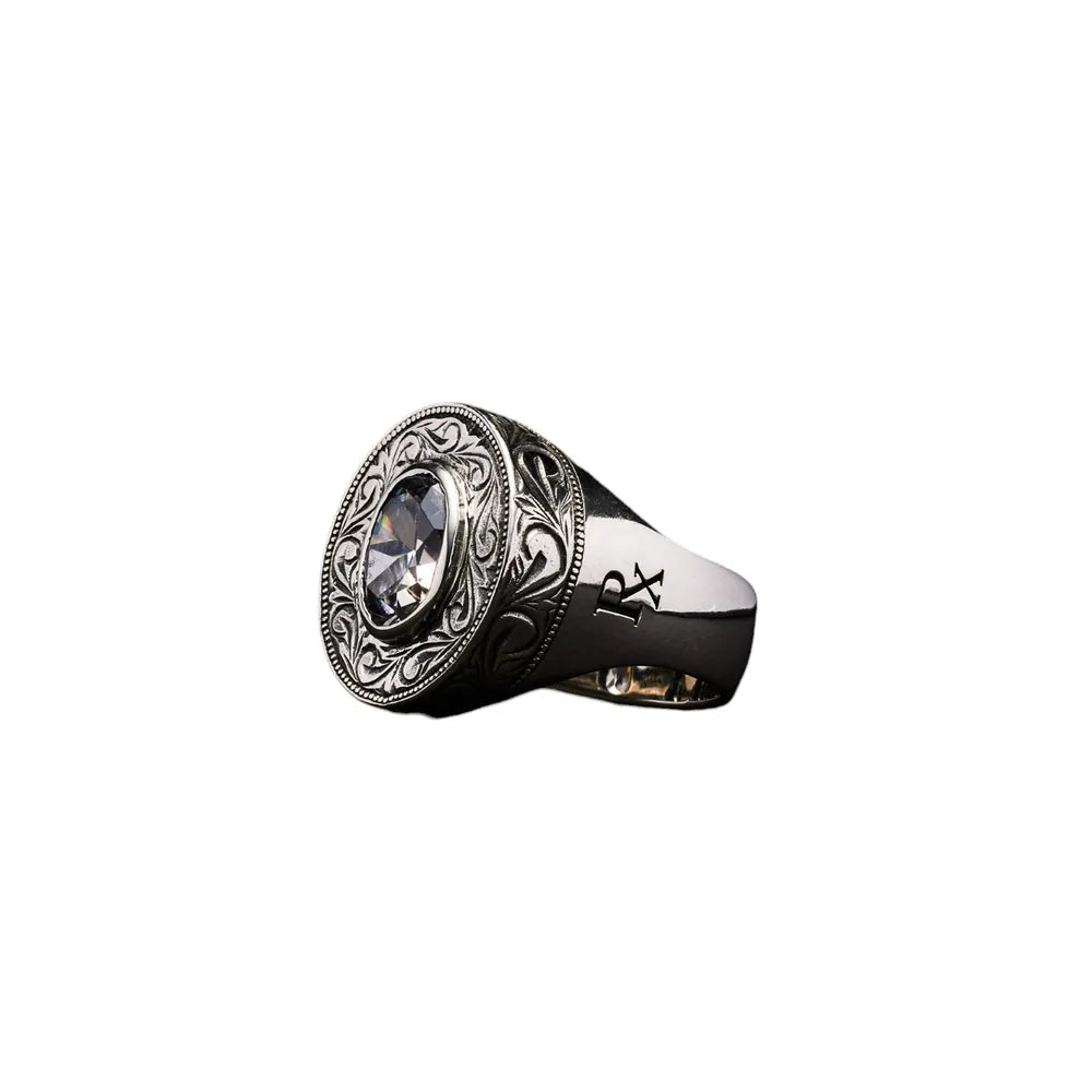 ANTIDOTE BUYERS CLUB / Engraved Oval Stone Ring (RX-724)