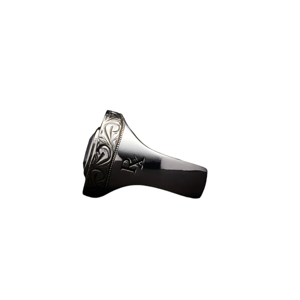ANTIDOTE BUYERS CLUB / Engraved Oval Stone Ring (RX-724)