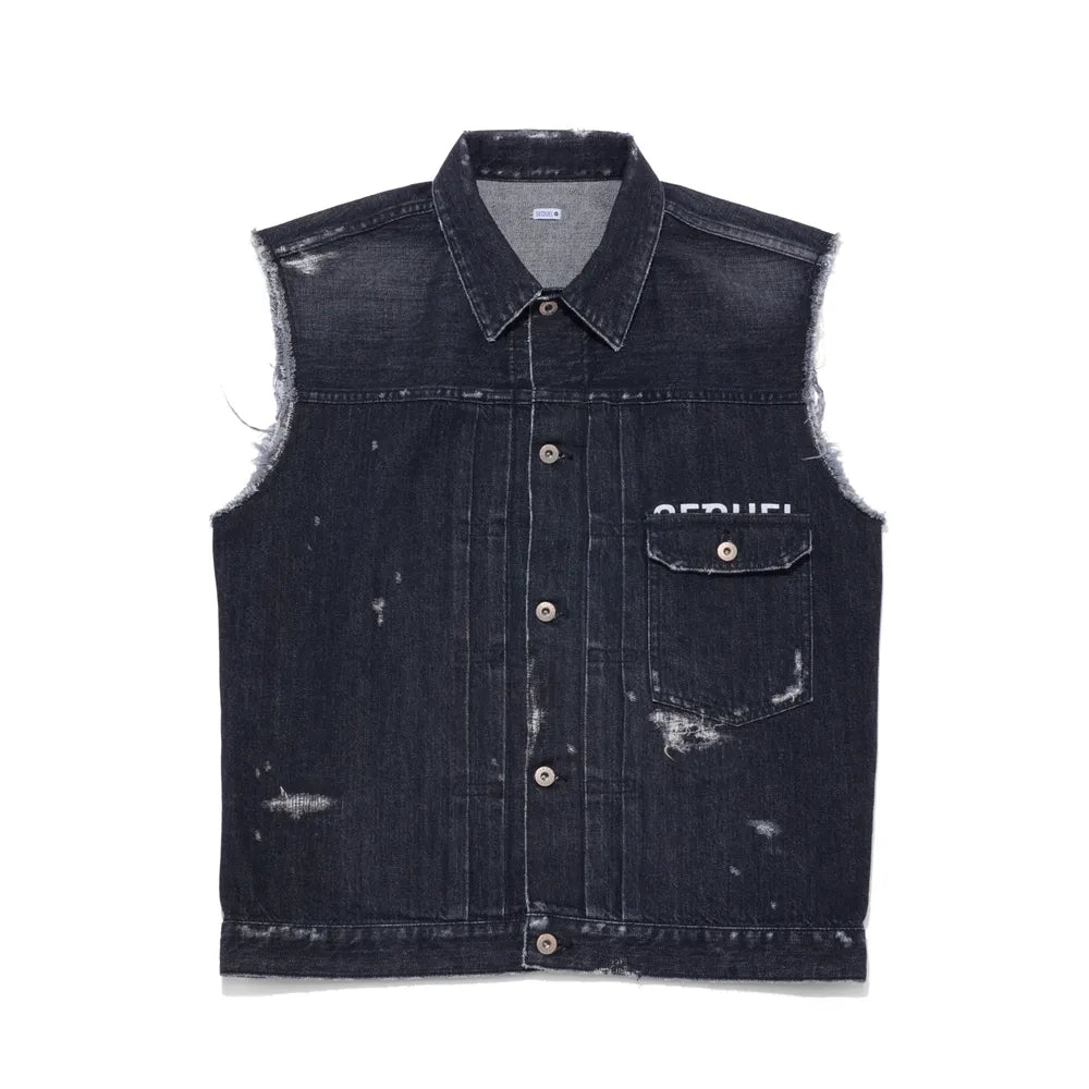 SEQUEL(シークエル) / BLACK DENIM VEST JACKET | 公式通販 SEQUEL(シークエル) / BLACK DENIM VEST JACKET | 公式通販