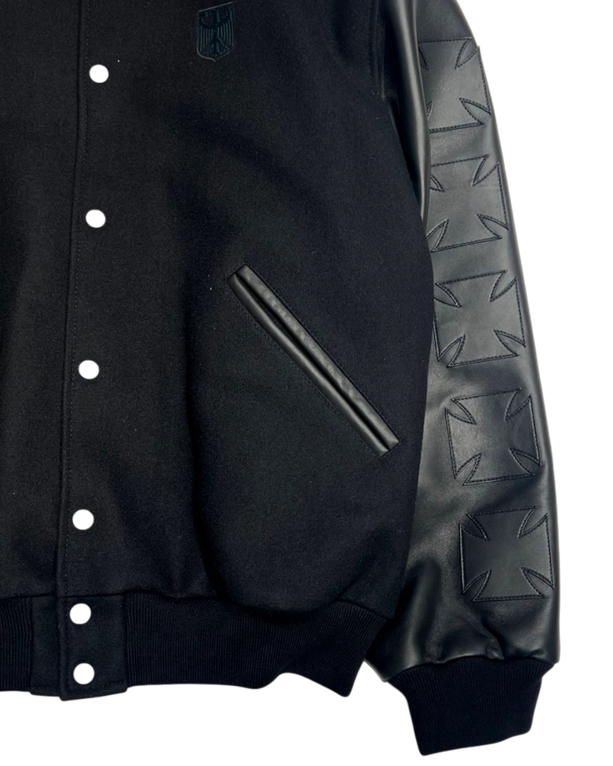 VETEMENTS / BIKER CROSS EMBROIDEREDVARSITY JACKET (ME76OJ015B)