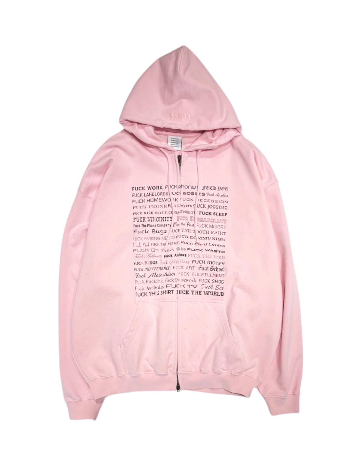 VETEMENTS (ヴェトモン) / FUCK EVERYTHING ZIP-UP HOODIE | 公式通販