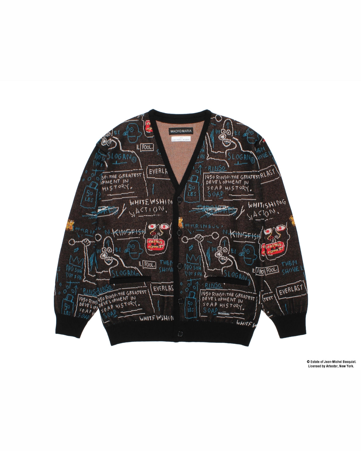 WACKO MARIA × JEAN-MICHEL BASQUIAT の CARDIGAN (BASQUIAT-WM-KN14)