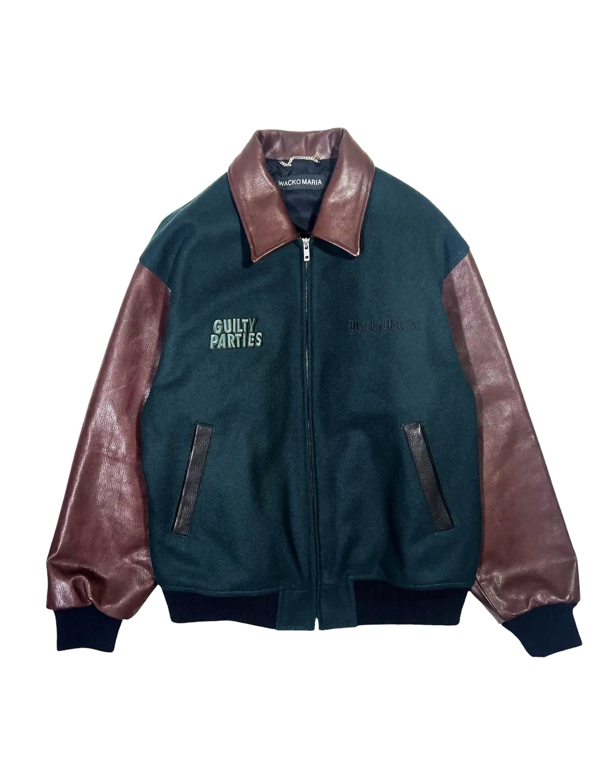 Wacko Maria LEATHER VARSITY JACKET XXL Wacko Maria Type-2 Leather Varsity Jacket Black | END. (AT)