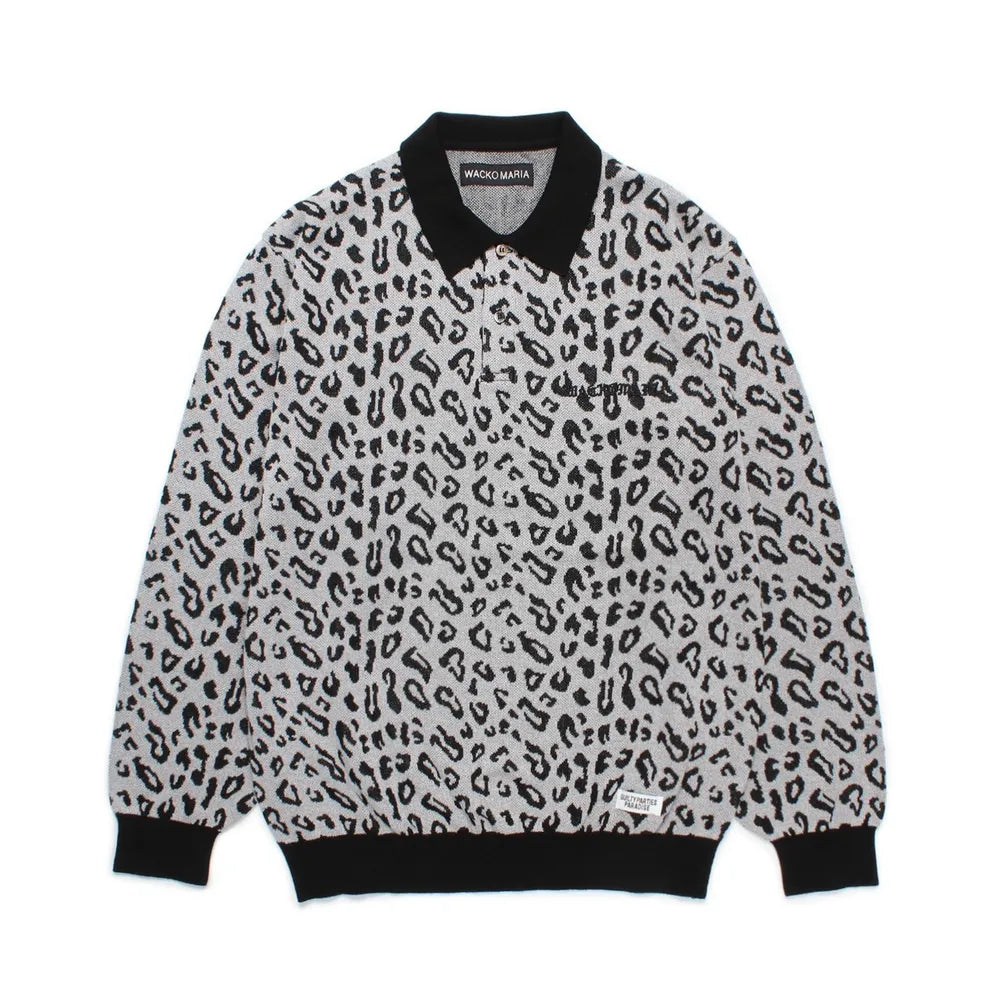 WACKO MARIA / LEOPARD KNIT POLO SHIRT (24FW-WMK-KN13)