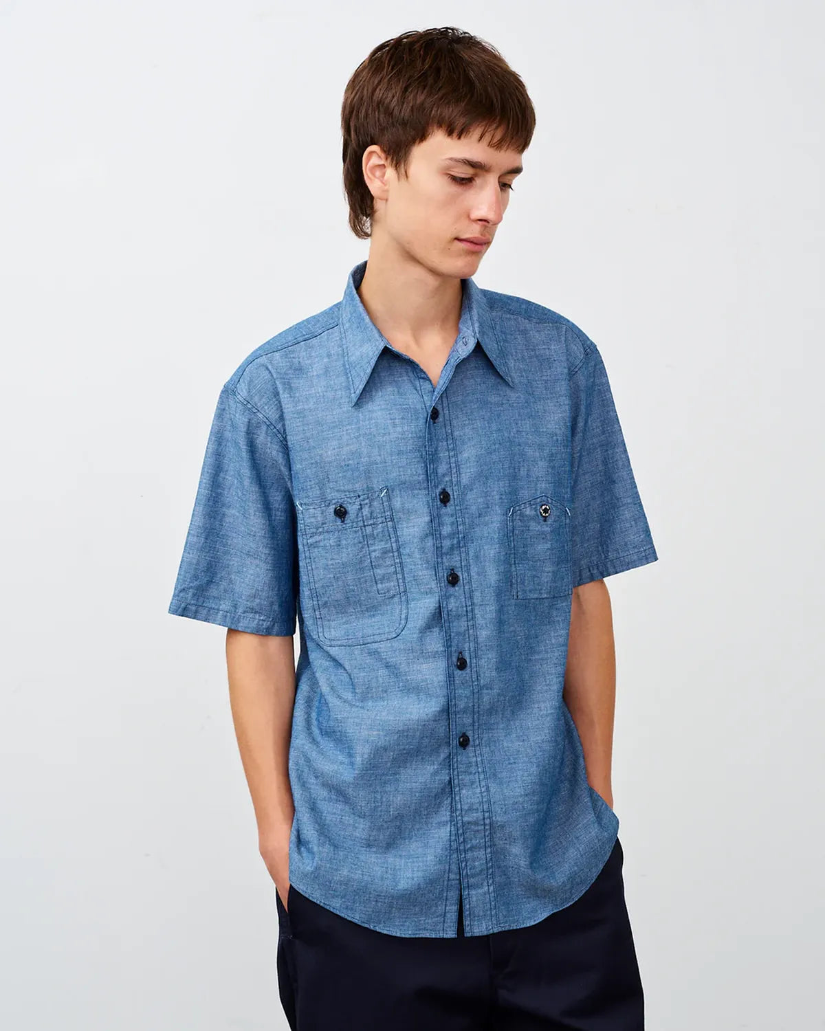 BIG YANK / Y1942 S-SLEEVE CHAMBRAY SHIRT (602-261-05)
