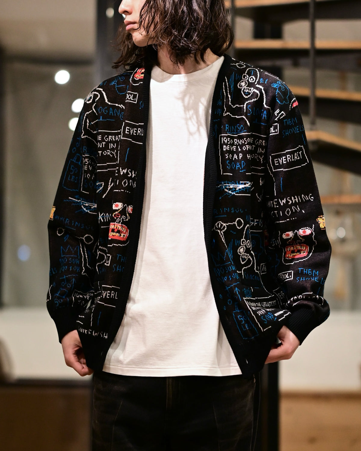 WACKO MARIA × JEAN-MICHEL BASQUIAT / CARDIGAN (BASQUIAT-WM-KN14)