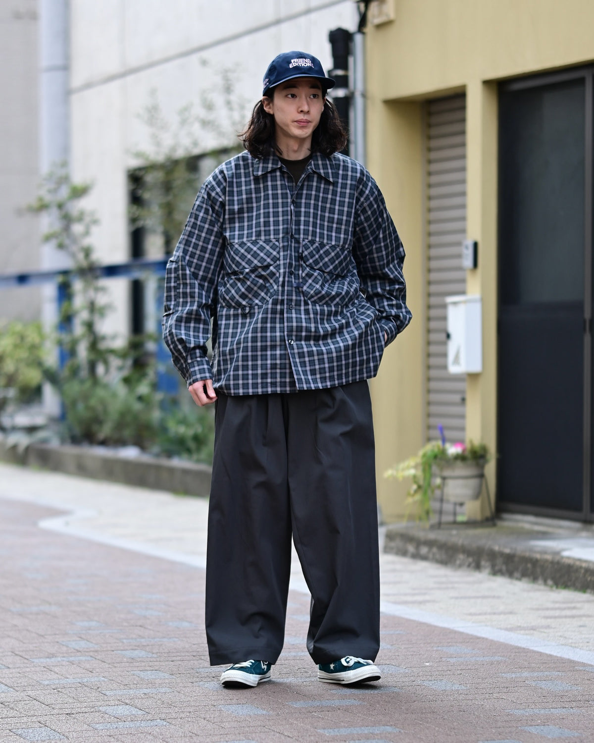 DAIWA PIER39 / TECH SPORTS OPEN COLLAR SHIRT L/S GREN PLAID (BE-82026)