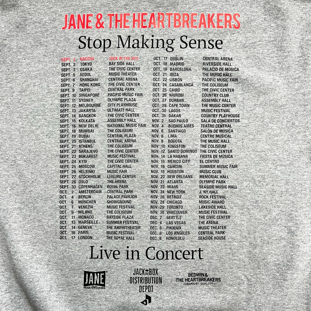 JANE & THE HEARTBREAKERS / L/S PRONTED CREW NECK SWEAT SHIRT "BOWERY"