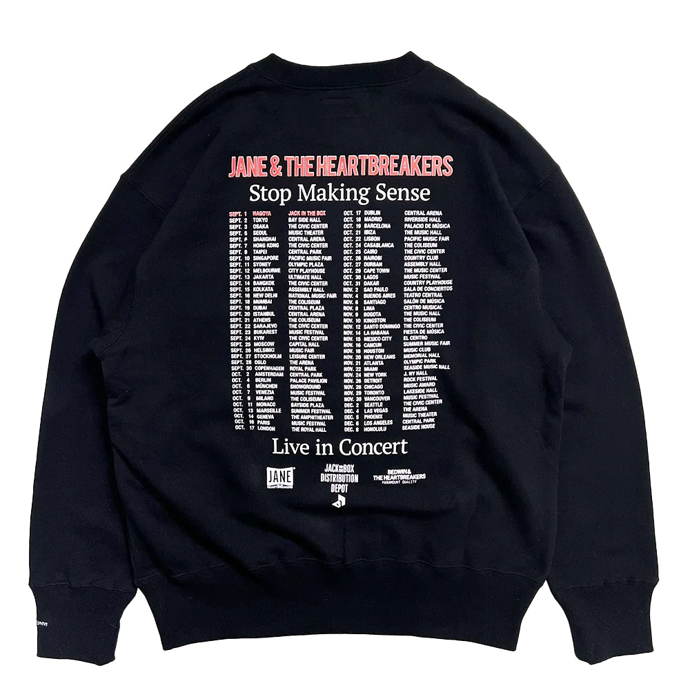 JANE & THE HEARTBREAKERS / L/S PRONTED CREW NECK SWEAT SHIRT "BOWERY"