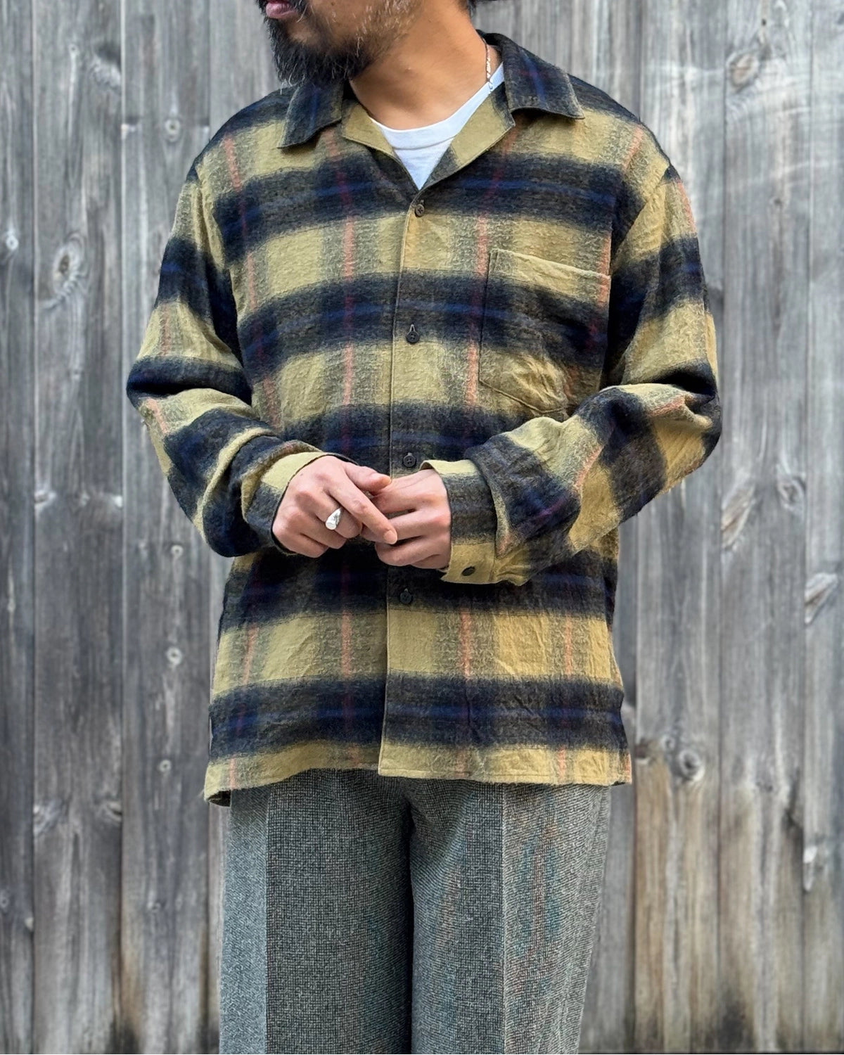 blurhms の Cotton Rayon Ombre Open-collar Shirt L/S (BHS26F019Omb)
