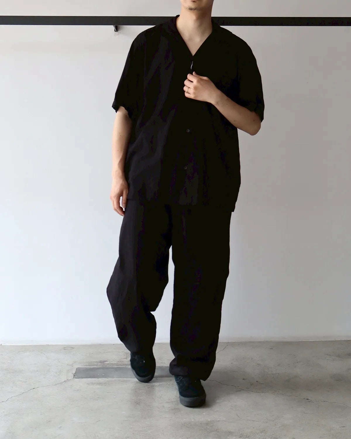 COMOLI / KHADIコットン 半袖オープンカラーシャツ (B01-02012)