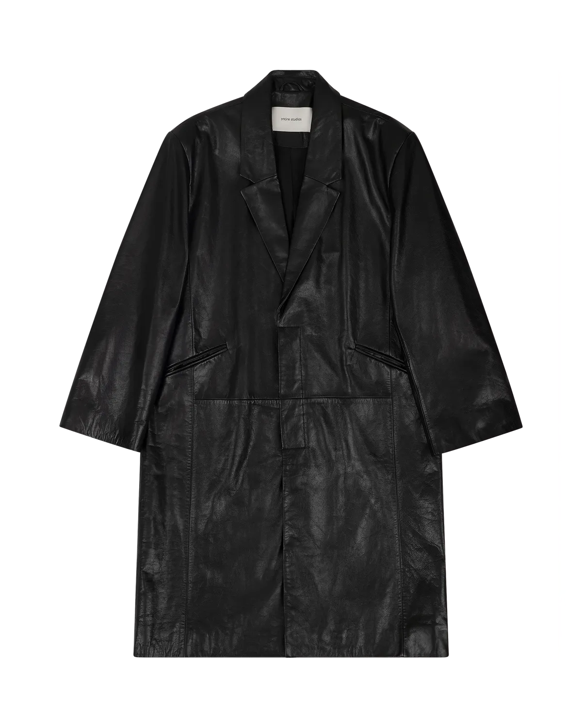 entire studios の SINGLE BREASTED LEATHER COAT (ESU-W25-13024-BL)