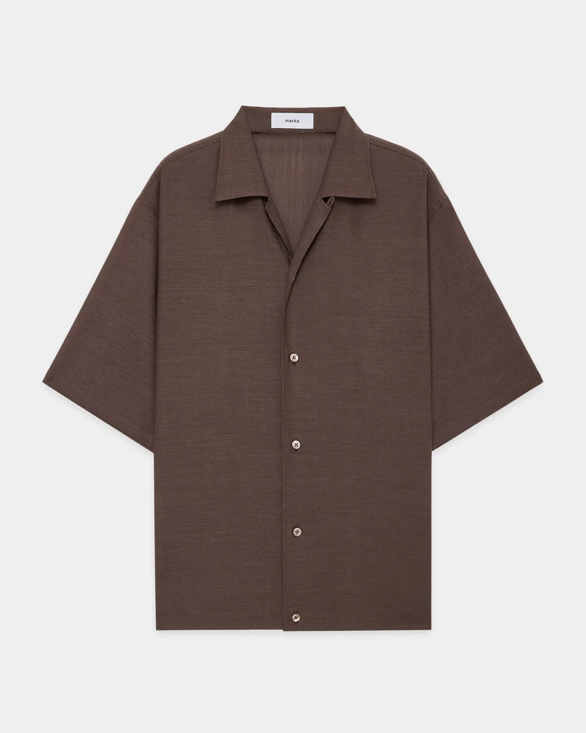 marka の Wool High Twist Tropical / Open Collar S/S Shirt With Hem Tab (M26B08SH02B)