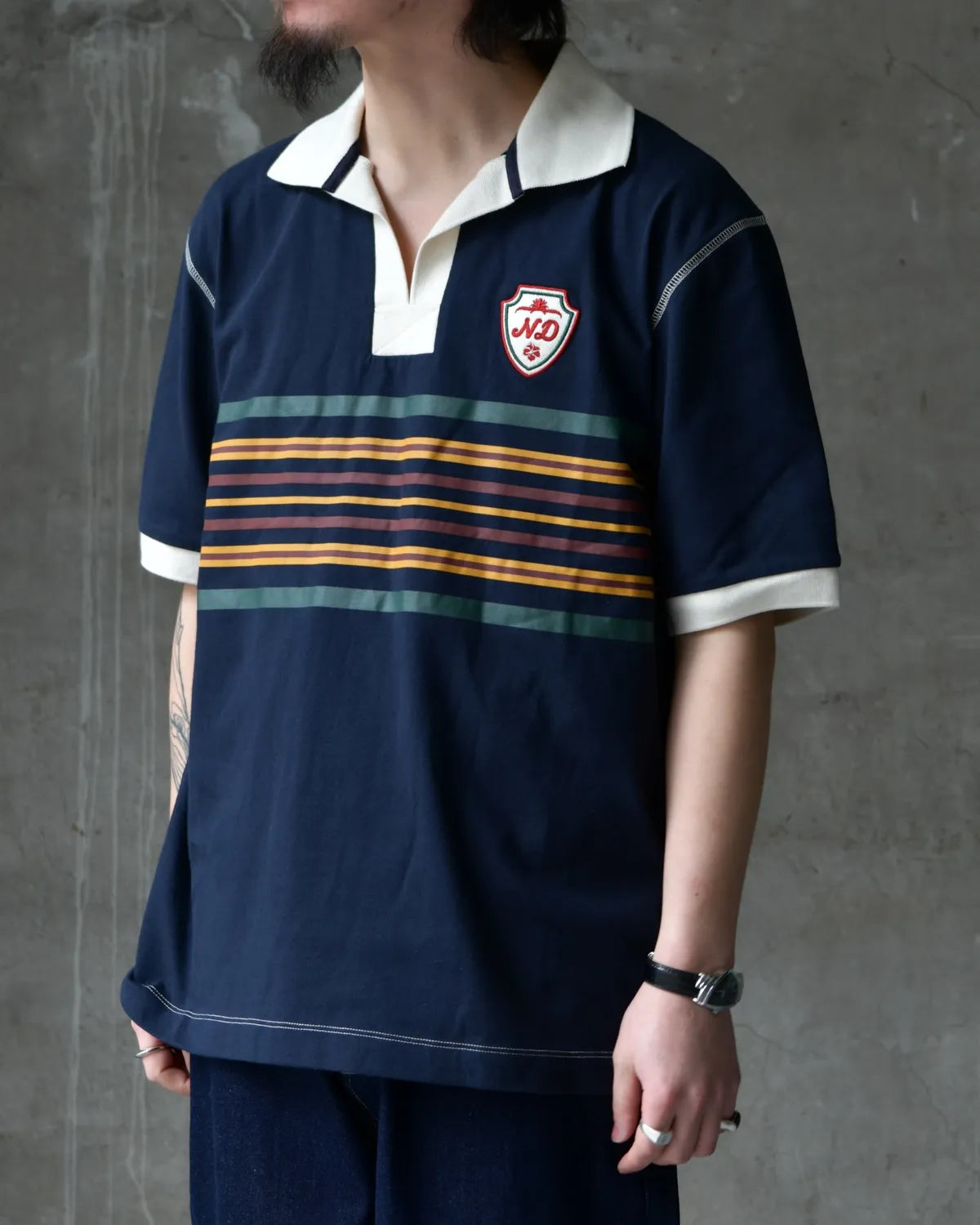 NICHOLAS DALEY / S/S STRIPED RUGBY POLO (ND-26SS-SRG-CTN)
