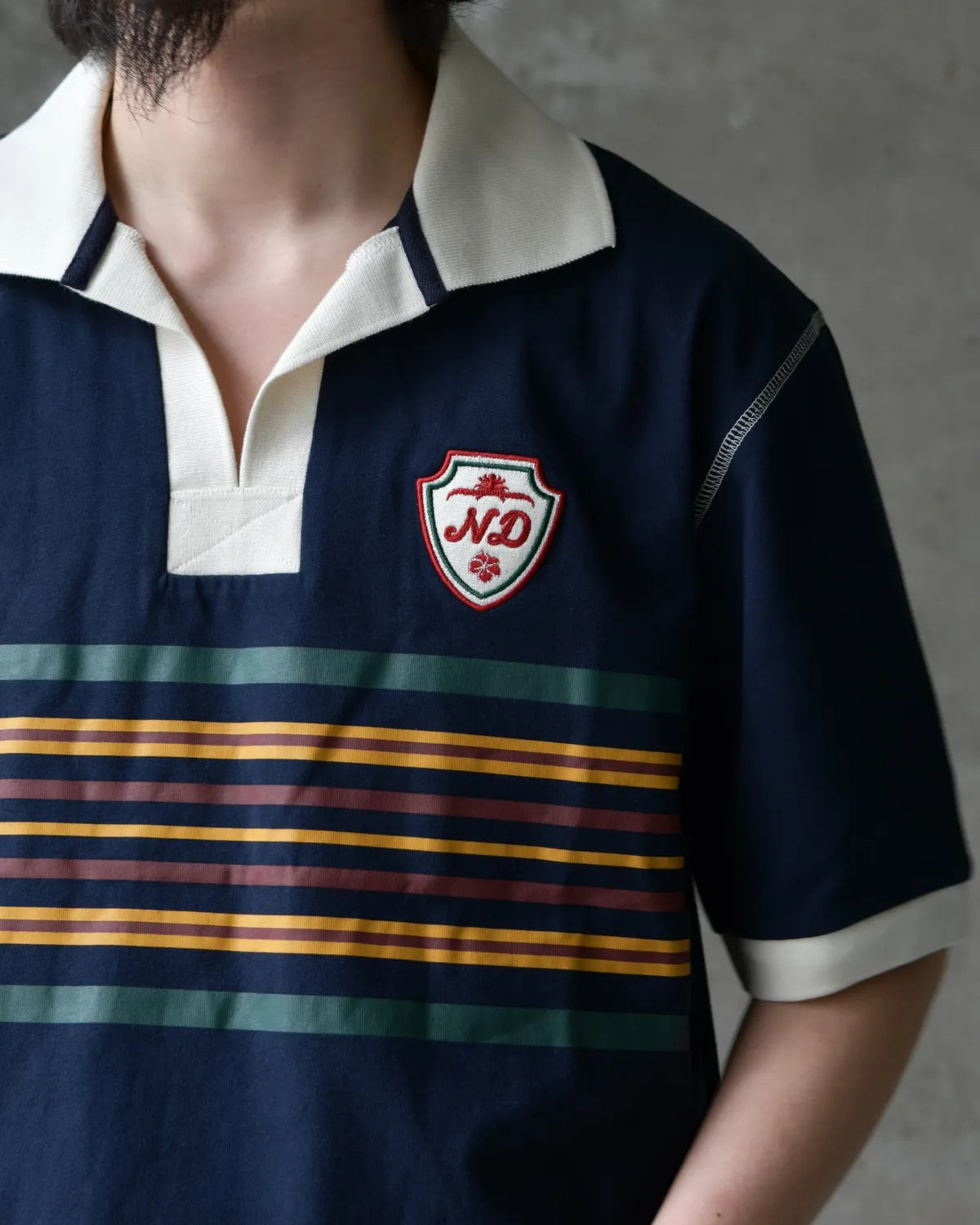 NICHOLAS DALEY / S/S STRIPED RUGBY POLO (ND-26SS-SRG-CTN)