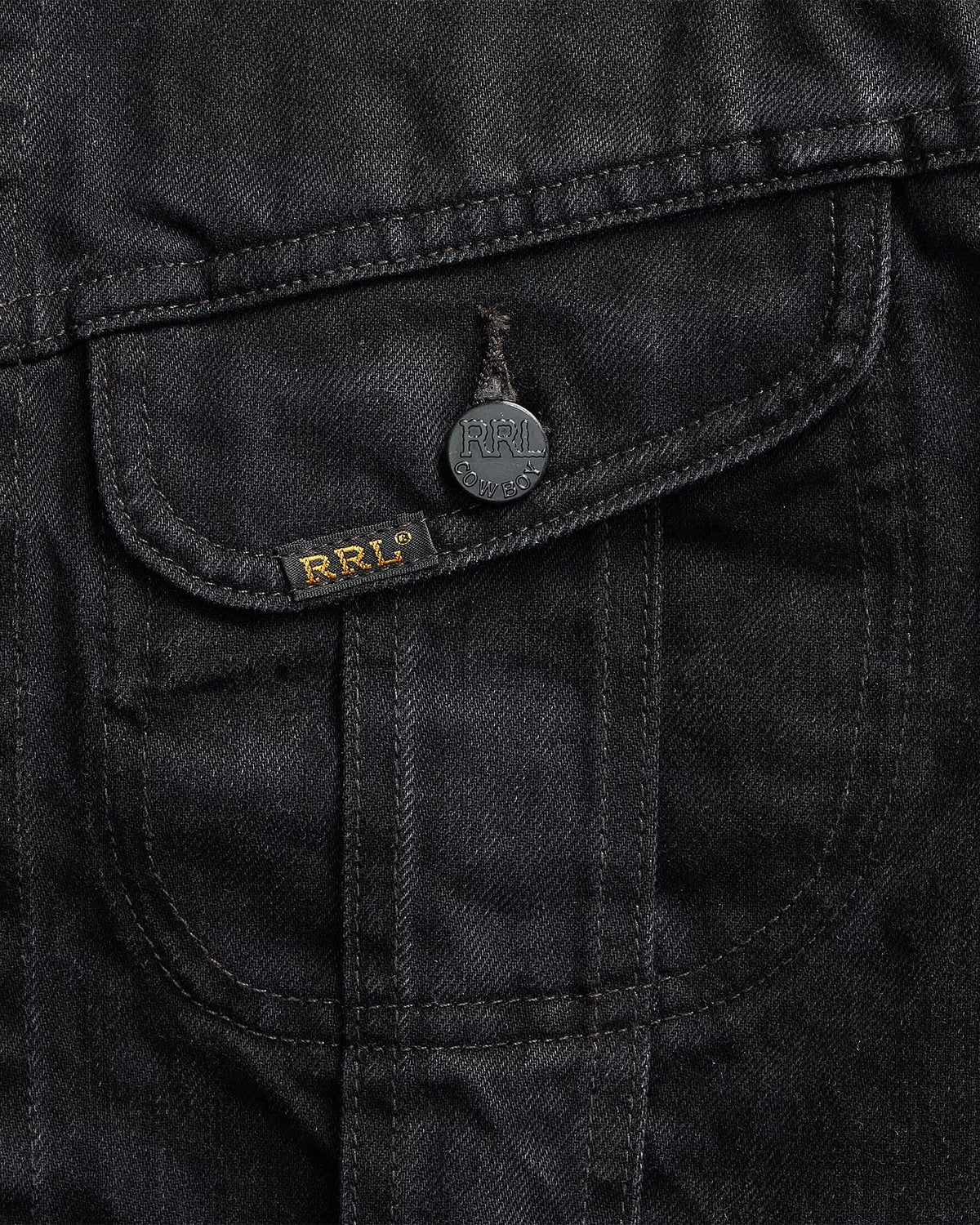 RRL / ウォーン イン ブラック デニム トラッカー ジャケット (MNRROTW16020085)