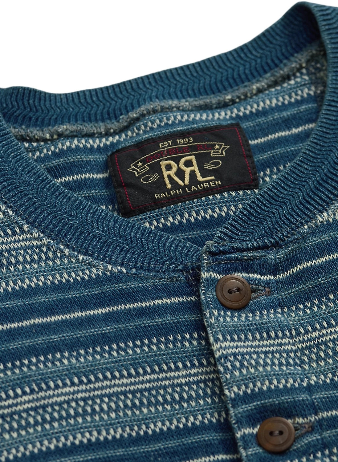 RRL / インディゴ ストライプド ジャカード ヘンリー シャツ (1441MNRRKNI16820192)