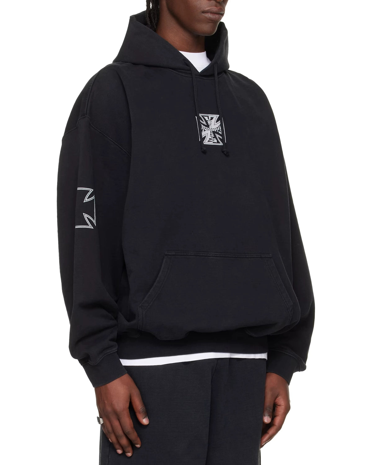 VETEMENTS / TRIPPLE BIKER CROSS LOGO HOODIE (ME76HD161B)