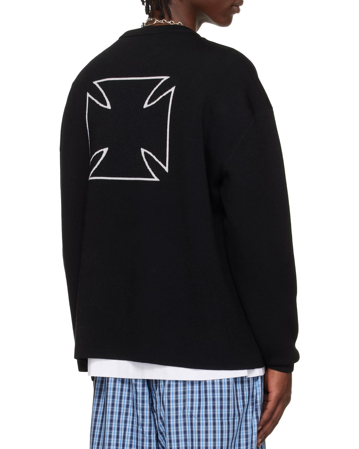 VETEMENTS / DOUBLE BIKER CROSS LOGO SWEATER (ME76KN099B)