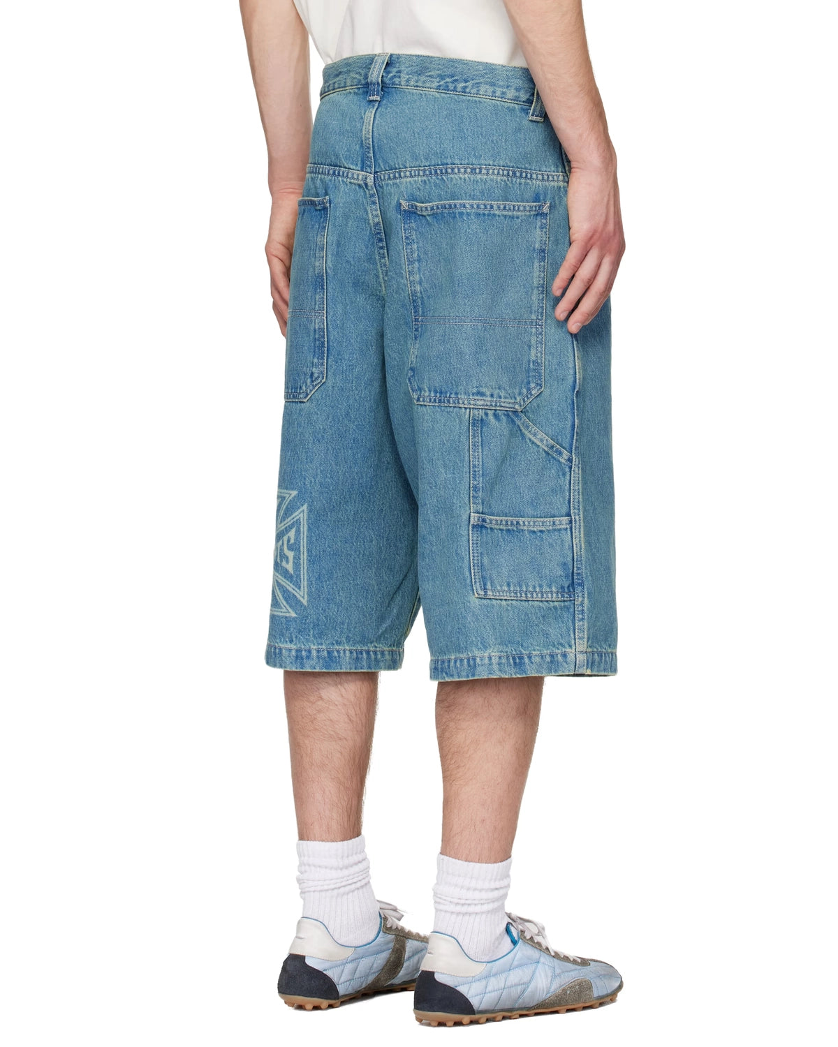 VETEMENTS / BIKER CROSS HIP-HOP DENIM SHORTS (ME76DP094N1)