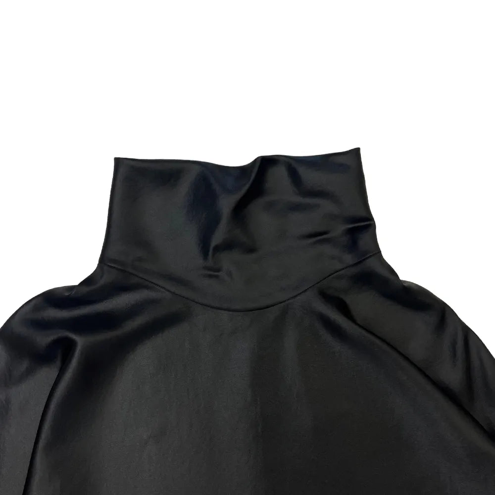 08sircus / Glossy satin cape sleeve cropped top (S24AW-TS04)