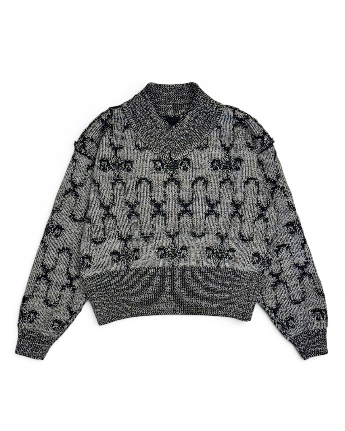08sircus / Cable knit reversible v-neck sweater (S26AW-KN07)