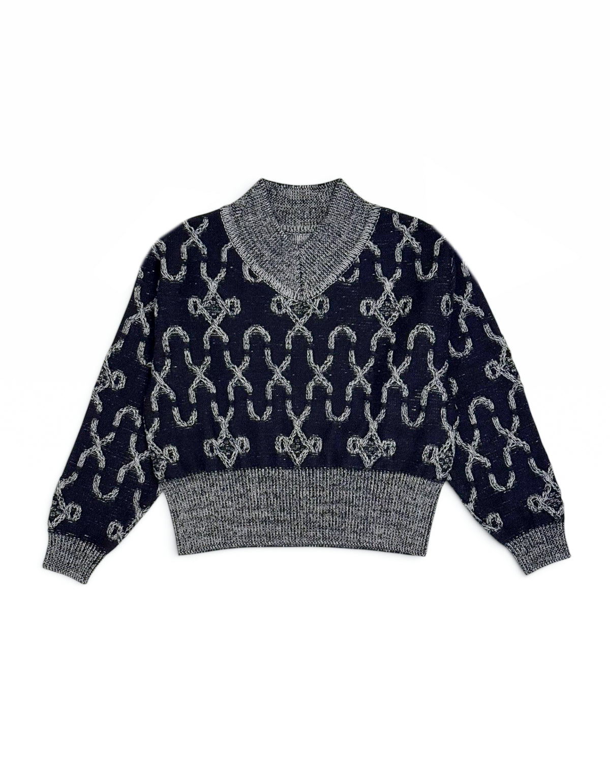 08sircus の Cable knit reversible v-neck sweater (S26AW-KN07)
