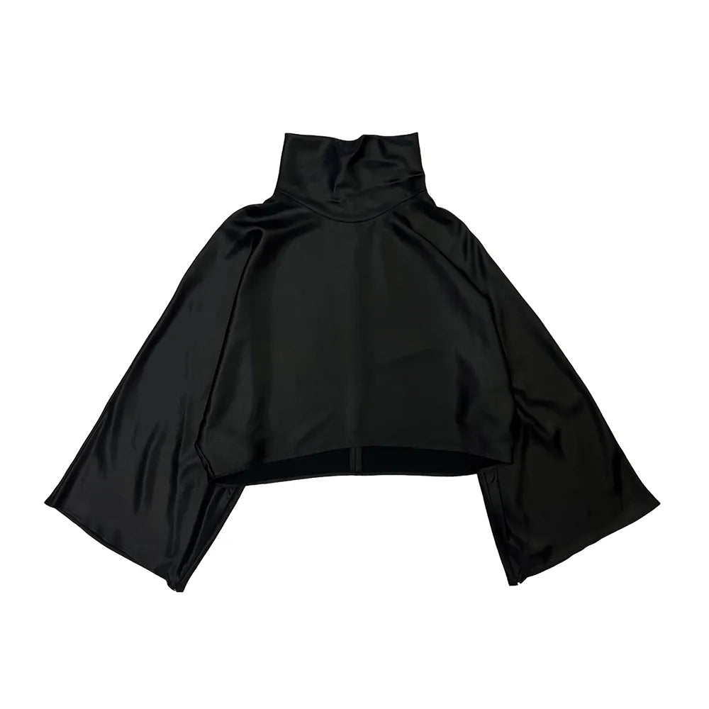 08sircus の Glossy satin cape sleeve cropped top (S24AW-TS04)