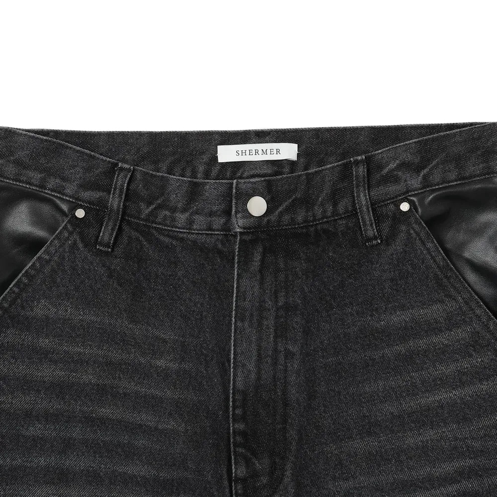 SHERMER / Leather Pocket LAX Jeans (SHM-24FW-502)