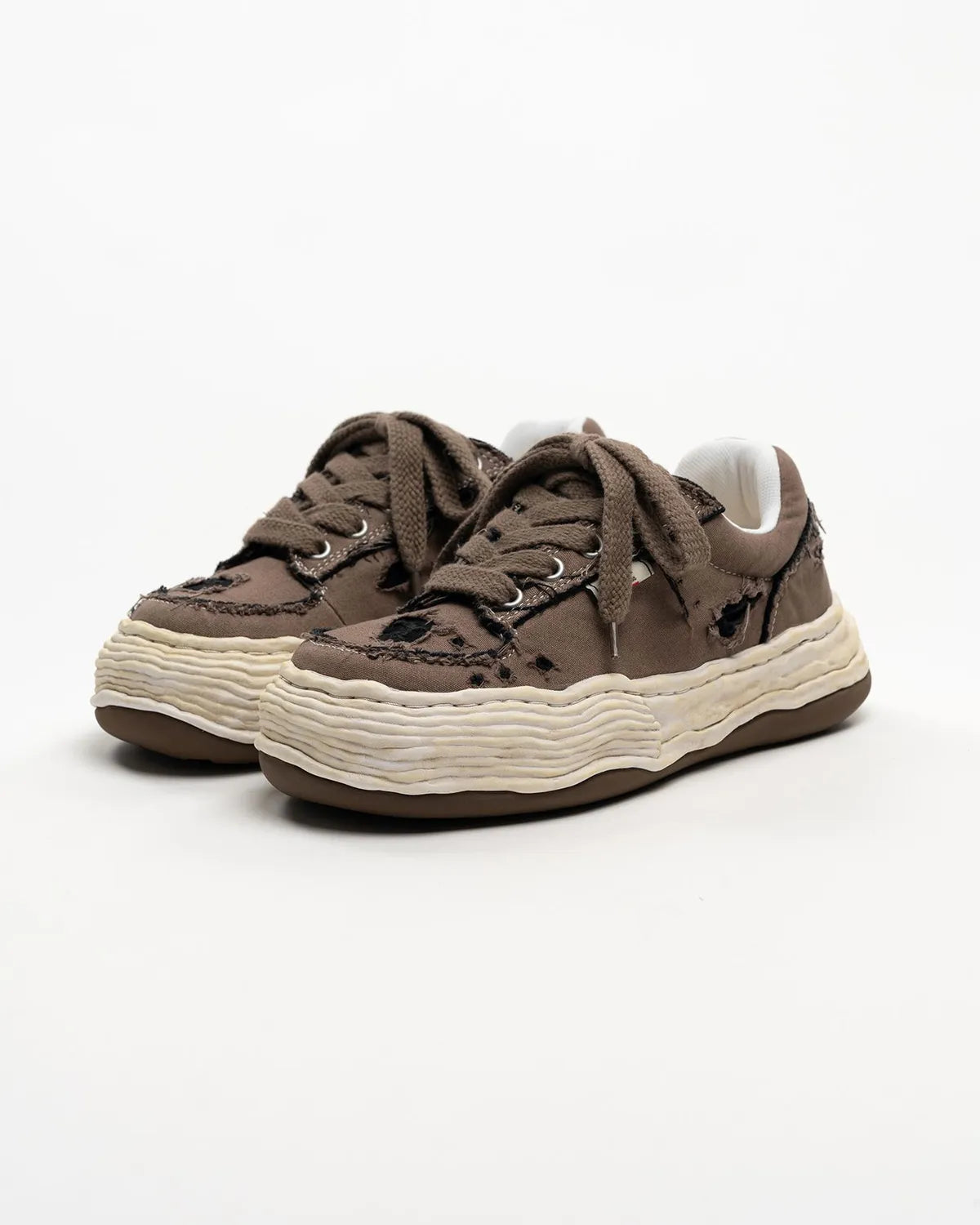 Maison MIHARA YASUHIRO / "OLIVER" OG Sole Ripped Overdye Canvas Low-top Sneakers (A17FW711)