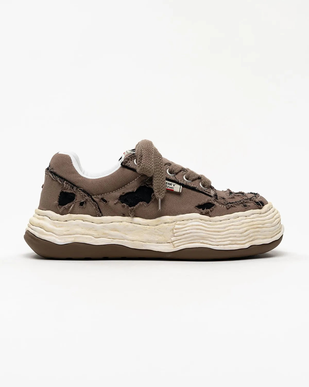 Maison MIHARA YASUHIRO / "OLIVER" OG Sole Ripped Overdye Canvas Low-top Sneakers (A17FW711)