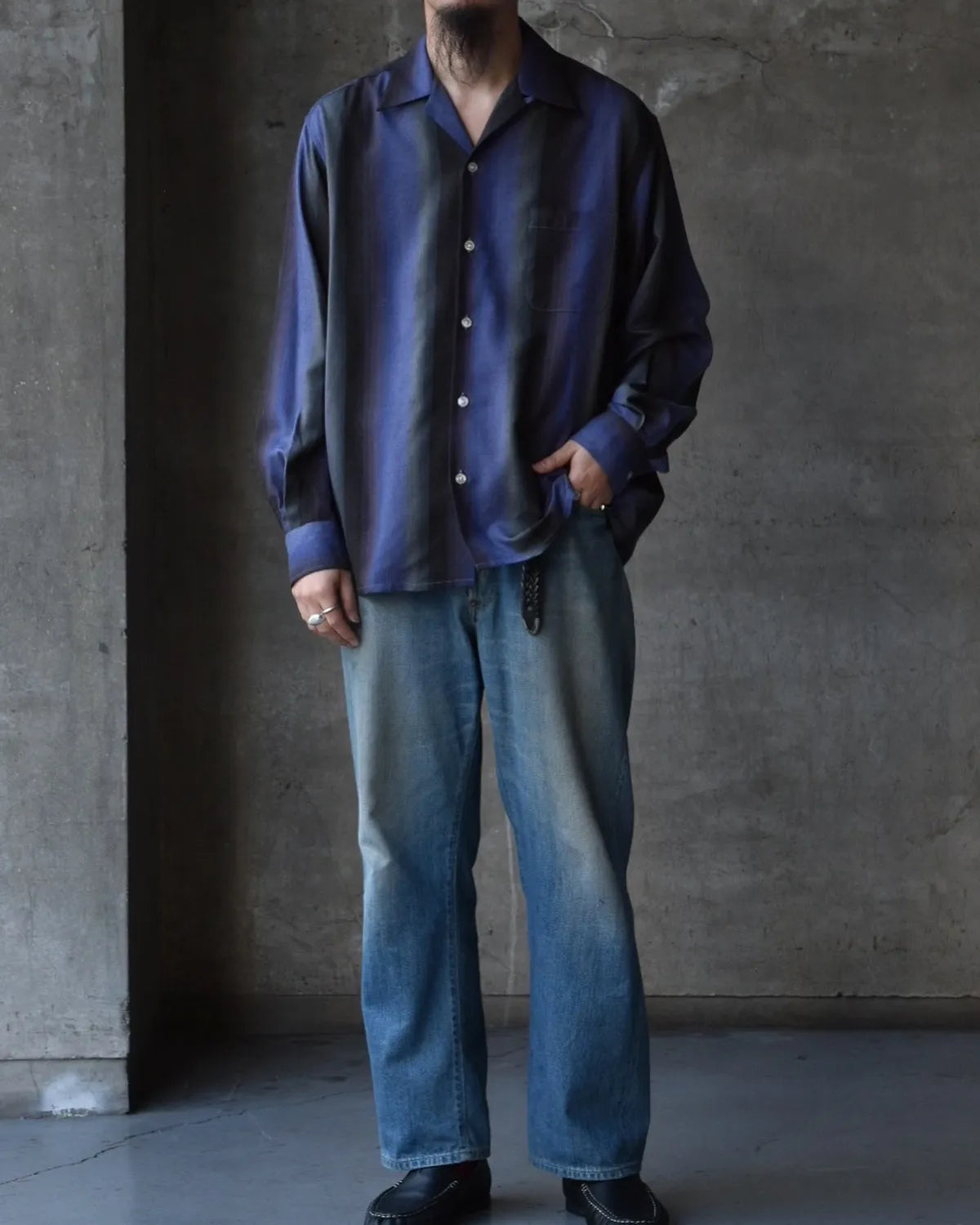 WACKO MARIA  / OMBRE STRIPE OPEN COLLAR SHIRT L/S (25FW-WMS-OC07)