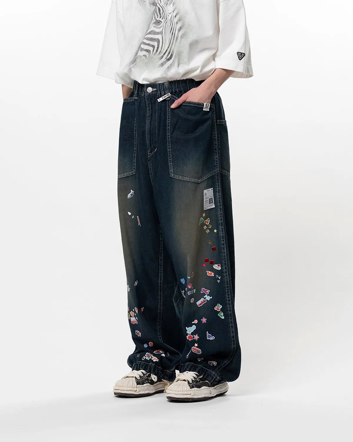 Maison MIHARA YASUHIRO / Kids Sticker Printed Baker Denim Pants (J16PT124)