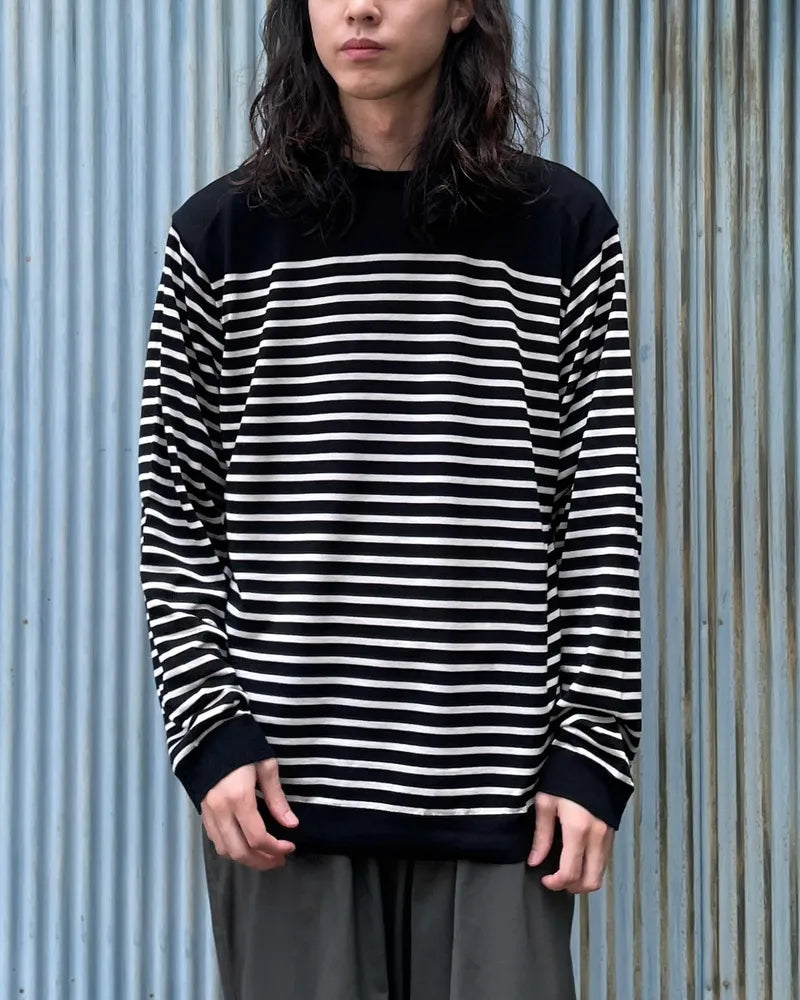 BATONER / TENCEL CASHMERE BORDER LONG SLEEVE (BN-24FM-003)