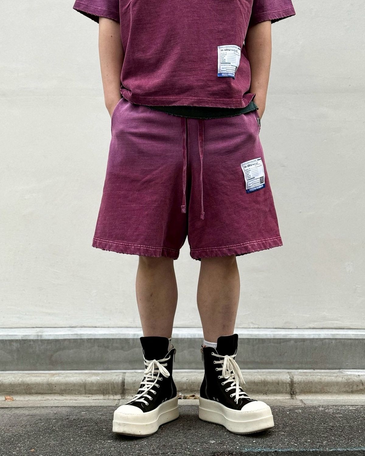 Maison MIHARA YASUHIRO in・stru(men-tal). / Sun Faded Like Distressed Sweat Shorts (I16SP563)