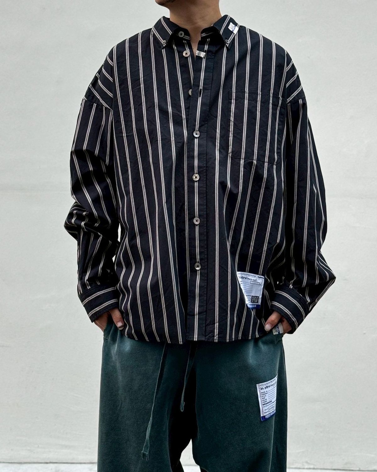 Maison MIHARA YASUHIRO in・stru(men-tal). / Cotton High Density Stripe Long-sleeve Shirt (I16SH111)