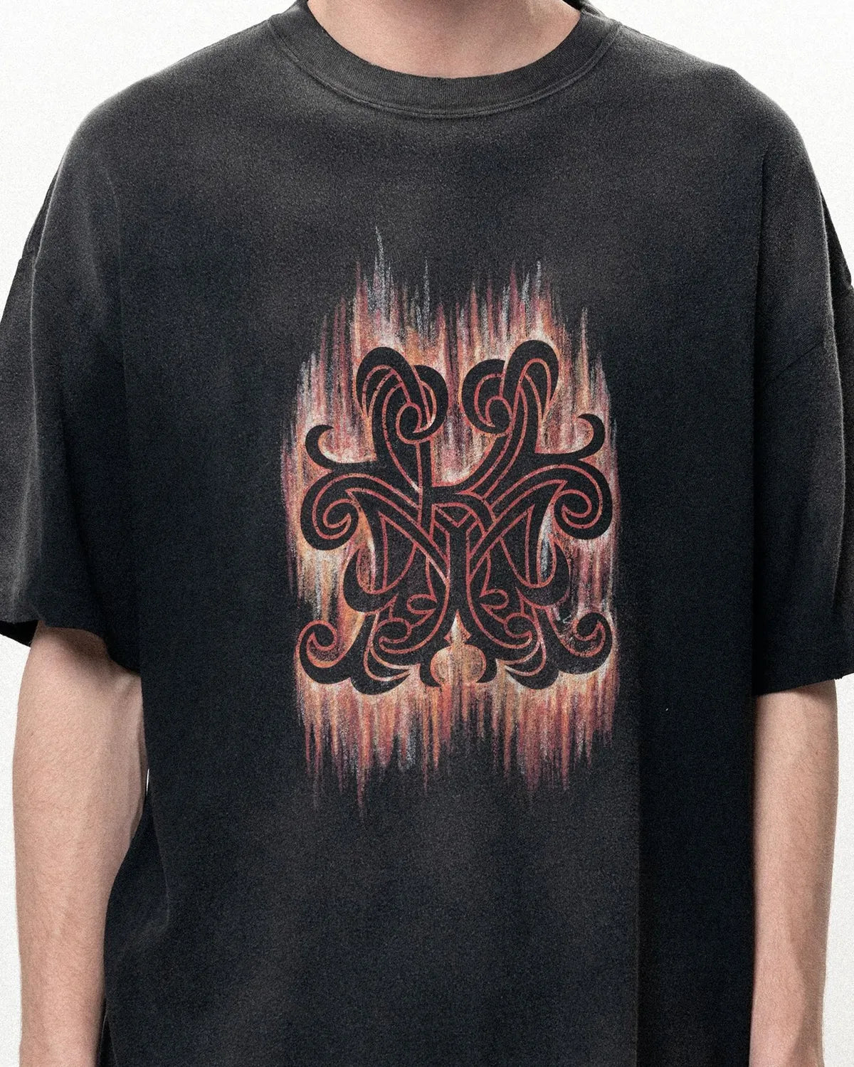 KAMIYA / "CRAYON FLAME" Distressed T-shirt (G16TS085)