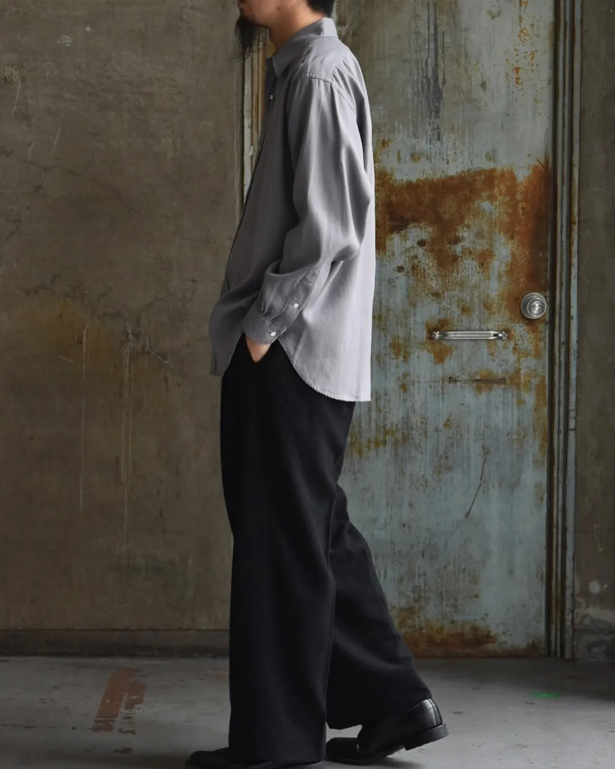 A.PRESSE / Double Weave Twill  Regular Collar Shirt (25AAP-02-10)