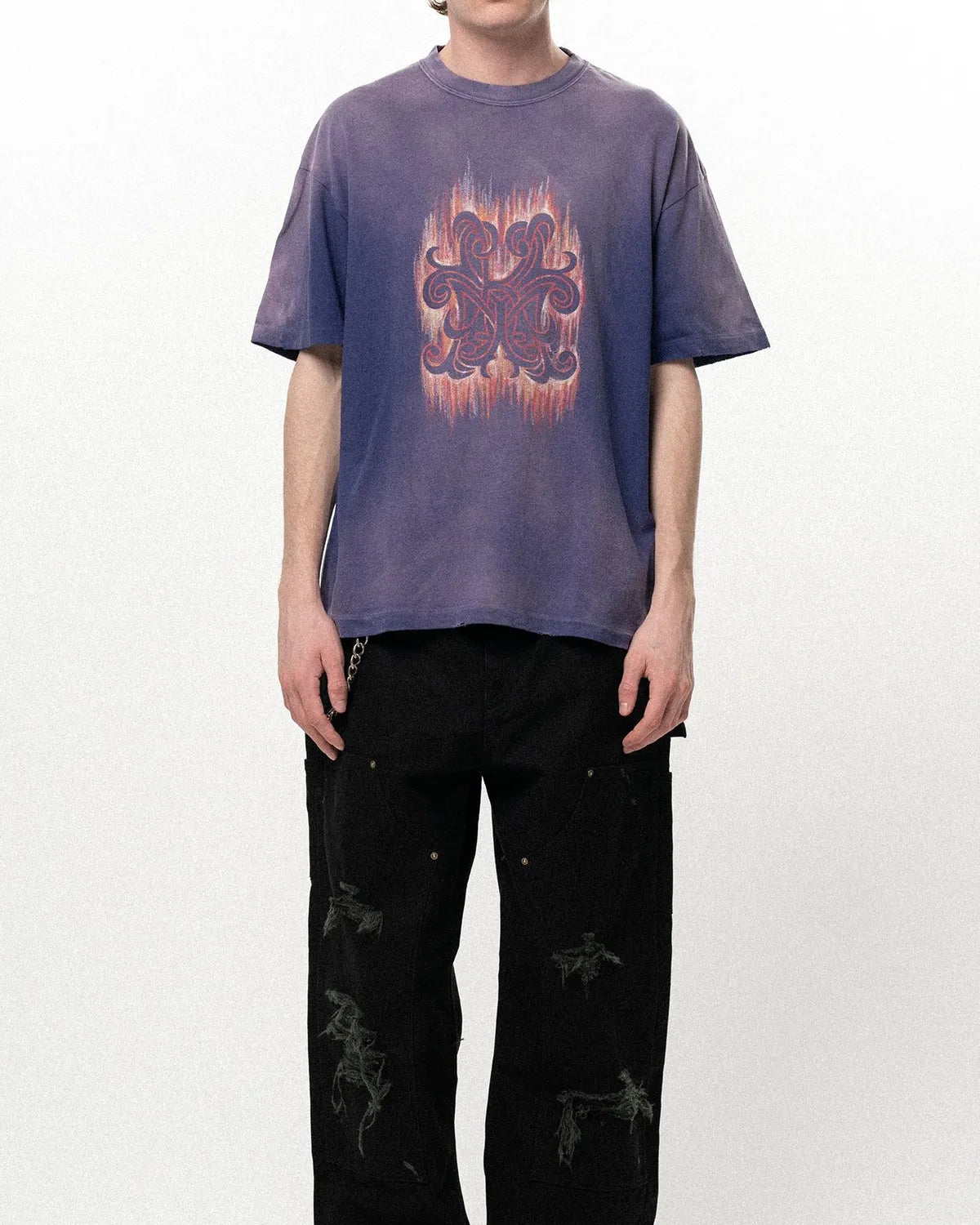 KAMIYA / "CRAYON FLAME" Distressed T-shirt (G16TS085)