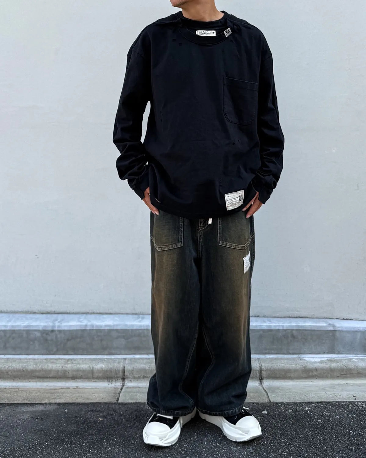 Maison MIHARA YASUHIRO / THERMAL COMBINED LONG T-SHIRT (A17LT601)