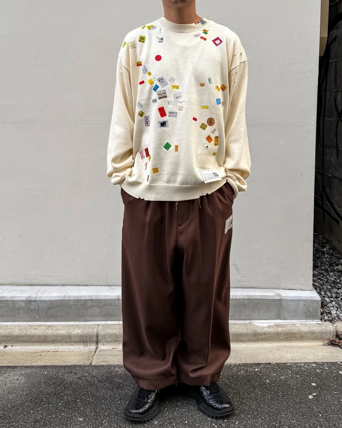 Maison MIHARA YASUHIRO / Price Tag Sticker Printed Knit Sweater (A17SW500)
