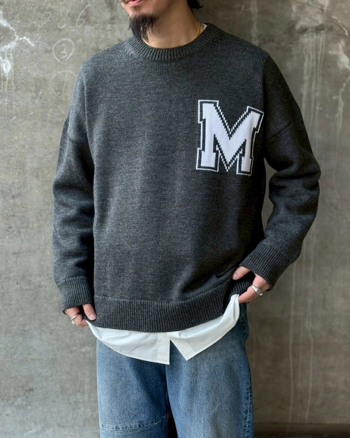 MM6 / ツーインワン バーシティ ニットセーター (SH0HL0039M13206)