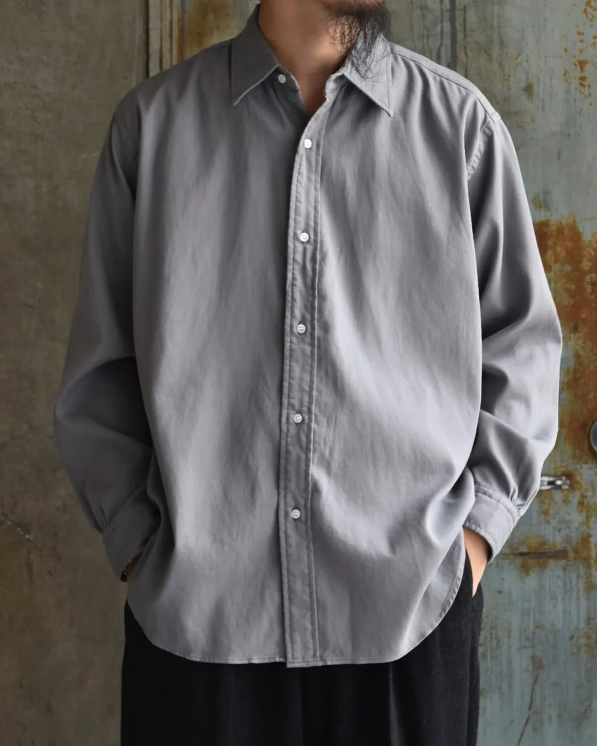 A.PRESSE / Double Weave Twill  Regular Collar Shirt (25AAP-02-10)