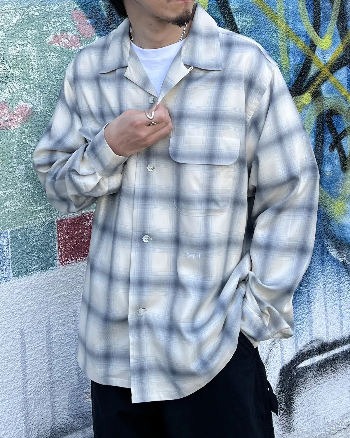 24SS SEQUEL SHIRTオンブレチェックシャツ黒Lシークエル藤原ヒロシ SEQUEL(シークエル) / OMBRE CHECK LONG SLEEBE SHIRT | 公式通販