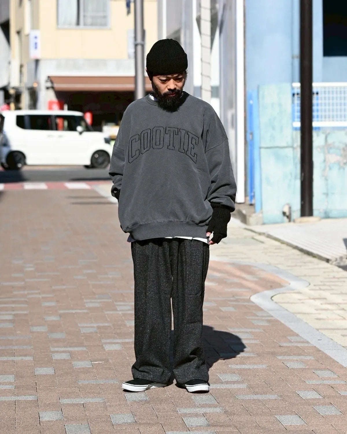 COOTIE PRODUCTIONS® / Silk Nep Herringbone 2 Tuck Wide Trousers (CTE-25A120)