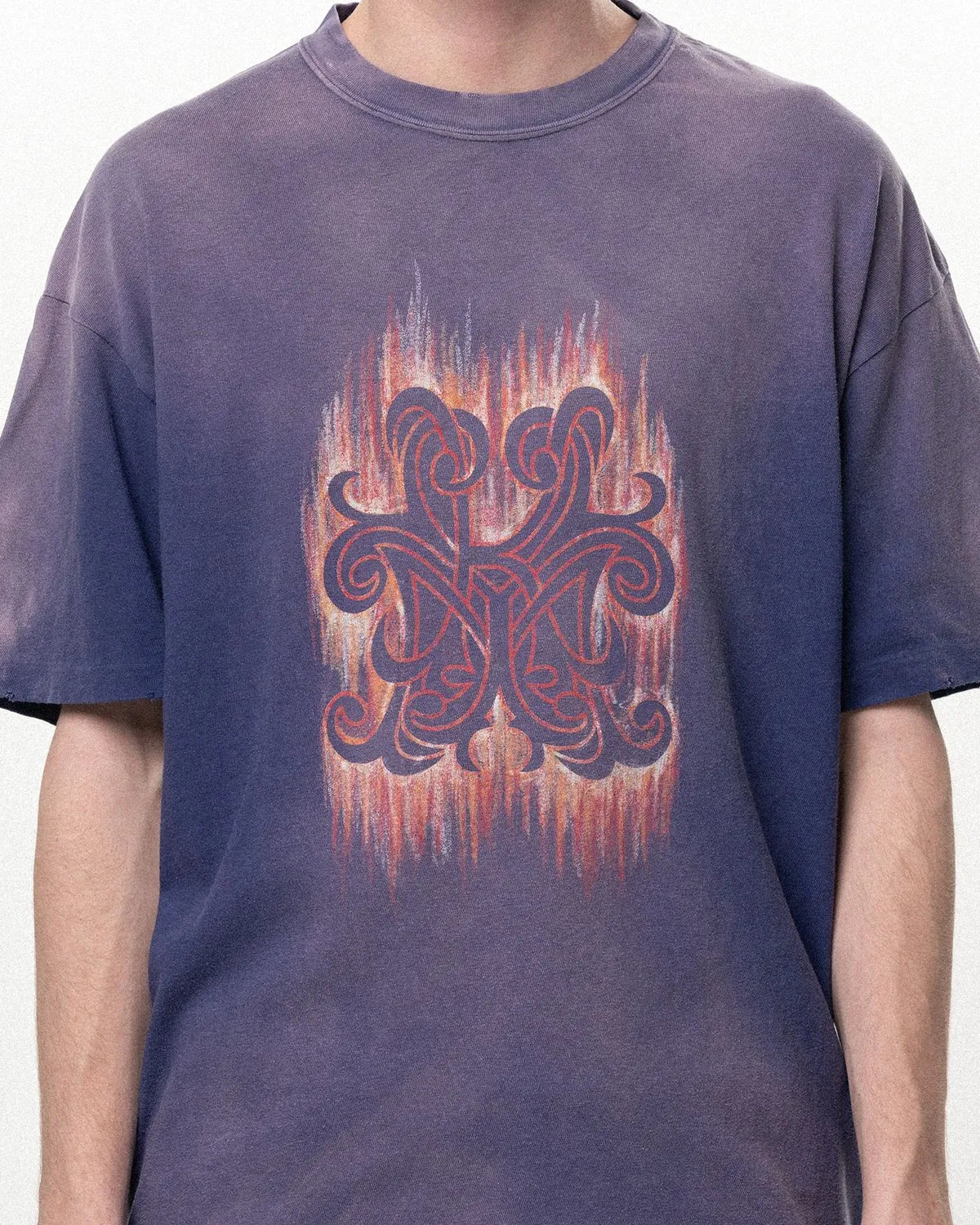 KAMIYA / "CRAYON FLAME" Distressed T-shirt (G16TS085)