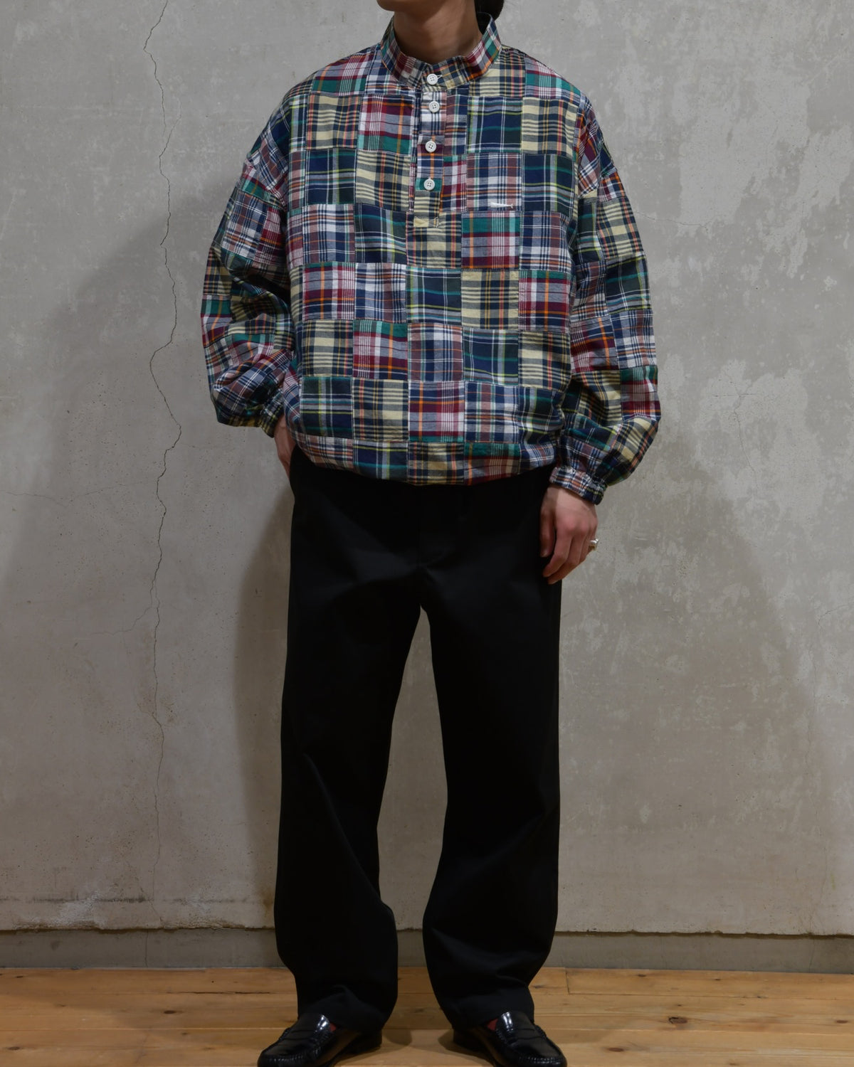 DESCENDANT / TETTY PULLOVER PATCHWORK LS SHIRT (261TQDS-SHM04)