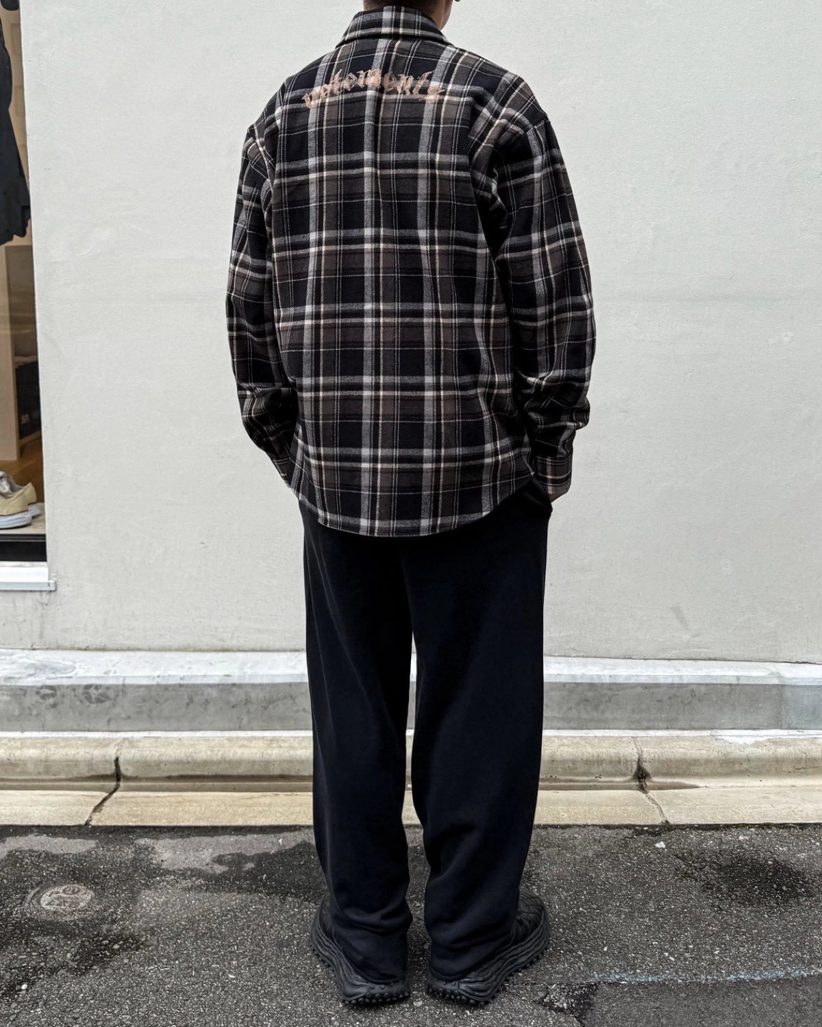 VETEMENTS / ZIP-UP BIKER CROSS LOGO FLANNEL SHIRT (MH27SH062BC)