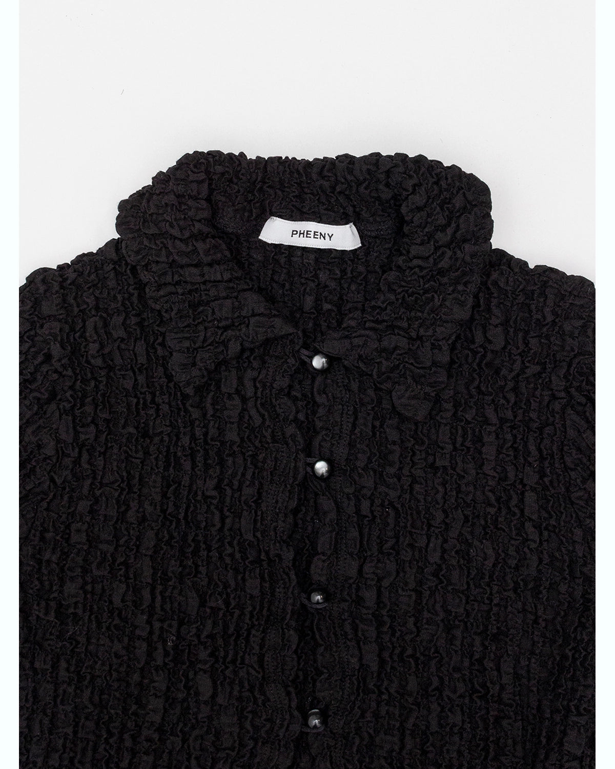 ＜PHEENY＞SHRINK LACE CROPPED SHIRT/シャツ Shrink Lace Cropped Shirt[BLACK] | 1LDK (ワンエルディーケー) 公式